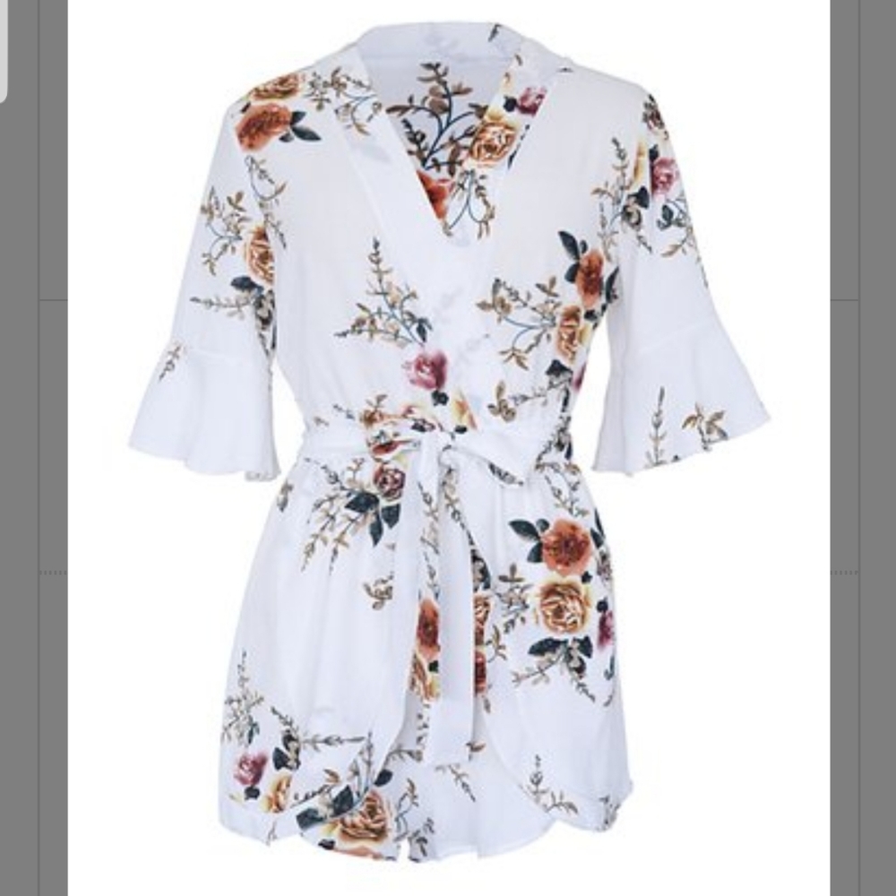 White Floral Romper